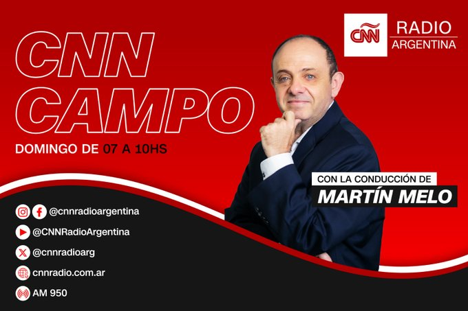 EN EL AIRE | ¡Comenzó #CNNCampo!                             Toda la información agropecuaria hasta las 10 de la mañana con <a href="/juanmartinmelo/">Juan Martin Melo</a>.

 Seguilo en vivo por cnnradio.com.ar 

#CNNRadioArgentina