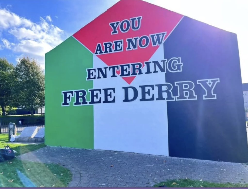 Free Derry Corner 🇮🇪🤝🇵🇸 #FreeDerry #FreePalestine #Derry, image size:1022x782