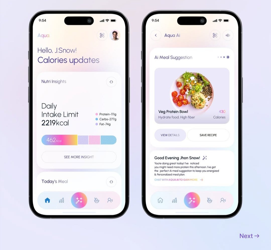 IamMuhammadMuiz's tweet image. This is a mobile UI design for a meal and health tracking app. 📩 Message me directly for UI design project #dribbbleworkshop #mobileuidesign #happydesign #uxdesigning #uibucket #uxd #uxtrends #uidesigners #uxresearch #userinterface #productdesigner #uiinspiration