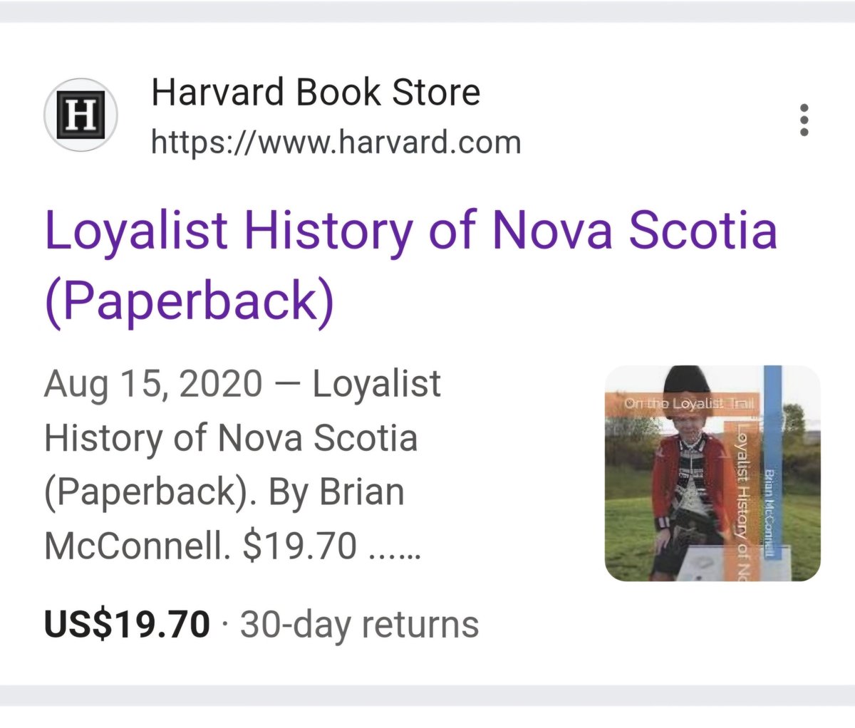 On my next visit to Boston and Harvard in Cambridge, Massachusetts I'll have to visit the Harvard Book Store. 😊  Or, you can order online from them my book "Loyalist History of Nova Scotia:
harvard.com/book/979867390…