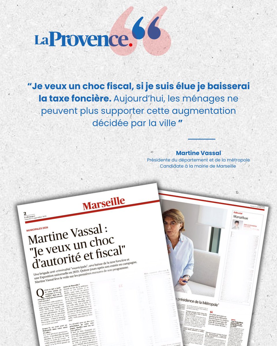 Il faut un choc fiscal pour redonner rapidement aux marseillais du pouvoir d’achat 👊

Stop au matraquage fiscal orchestré par <a href="/BenoitPayan/">Benoît Payan</a> qui n’a cessé d’augmenter la taxe foncière 😡

Article de <a href="/laprovence/">La Provence</a> 👉 laprovence.com/article/electi…