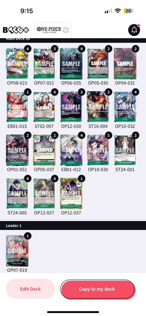 Brisbane regionals sept 2025
🟢Bonney 

Finished 21st 🫧🫧 missed topcut 🥲

7-2
✅ zoro
✅ Enel
✅ Rayleigh
❌ UP Luffy (🥇Mark Guan)
✅Zoro 
✅GP Luffy 
✅ Bonney (Peter Cauchi)
❌UP Luffy 
✅BB <a href="/kamstephen_420/">Kam Stephen 420</a> 🤝

Deck changes -> 9c Zoro…