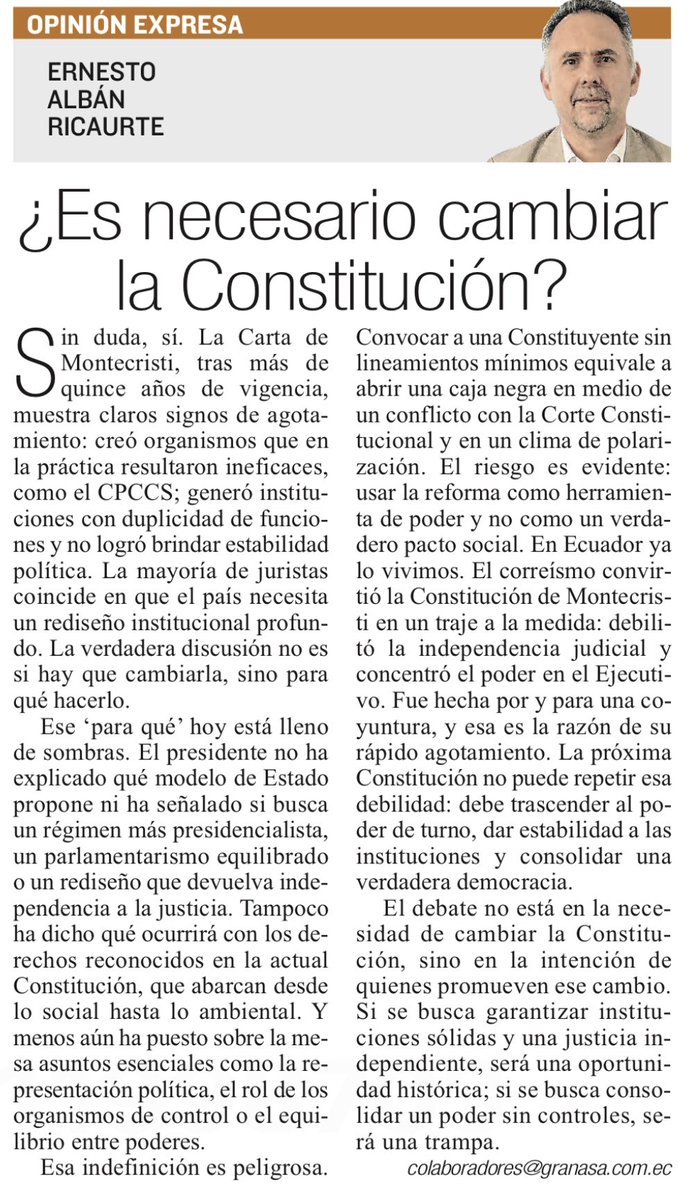 Acompaño mi columna de hoy 27-09-2025 de <a href="/Expresoec/">Diario Expreso</a>