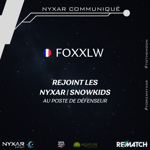 nyxar_esport's tweet photo. 🔥 Recrutement officiel line-up @PlayRematch 

Nous sommes ravis d’accueillir @F7Foxx dans les rangs de Nyxar | Snowkids en tant que défenseur 🛡️

Bienvenue dans l’équipe, hâte de te voir briller tel le rempart que tu penses être !

#Rematch #NyxarSnowkids #Nyxar #ToTheMoon https://t.co/UCvu7slZXU
