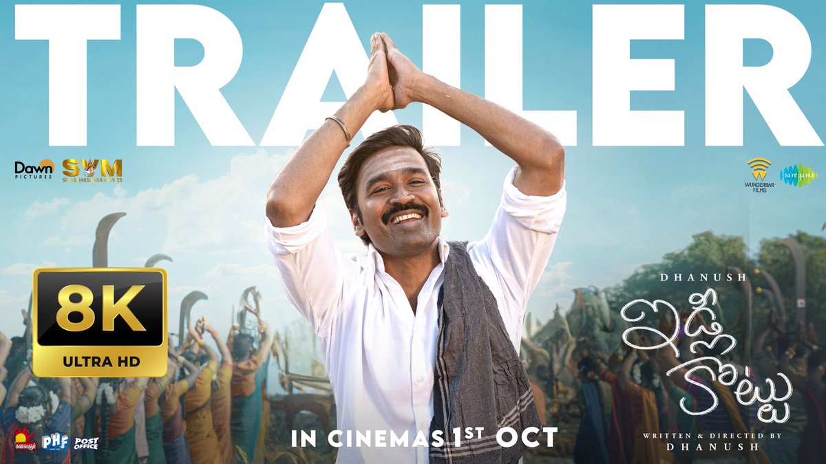 #IdliKadai 8K Trailer – OUT NOW! 🎬
Get ready for a cinematic treat with Dhanush, Nithya Menen &amp; Arun Vijay!

📽 Watch the Trailer:

Tamil: youtu.be/63X-PFfCSnM
Telugu:youtu.be/5UU3yqGNhWE

🔥 Experience the magic in 8K ultra clarity. Don’t miss it!

<a href="/dhanushkraja/">Dhanush</a>