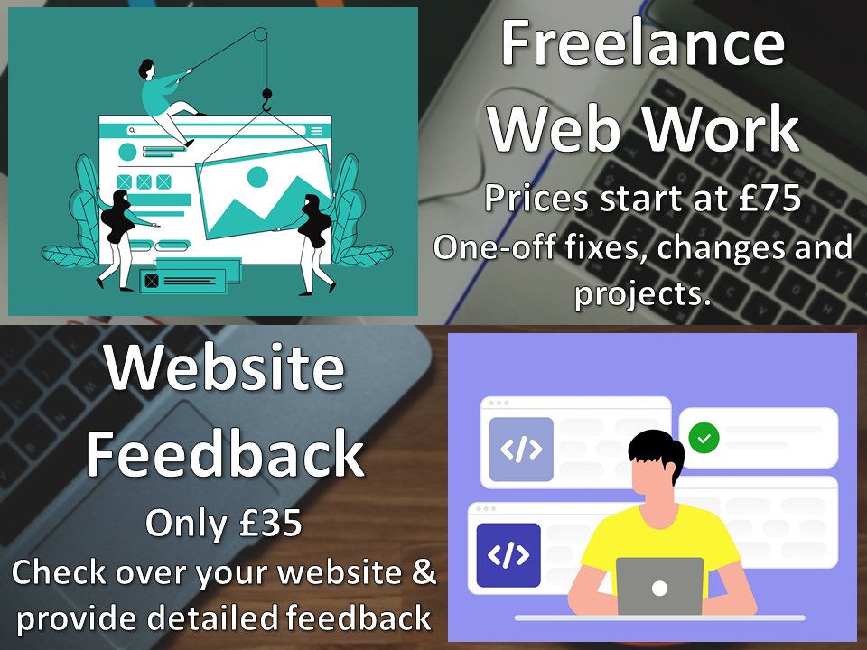 LibraryPlayer's tweet image. Anyone at #ShopIndie looking for help with their website?

I&apos;m available for freelance web work.

I support businesses with their existing websites. Whether its fixing problems, changes, or feedback on way forward.

To discuss further, e-mail simon@libraryplayer.co.uk