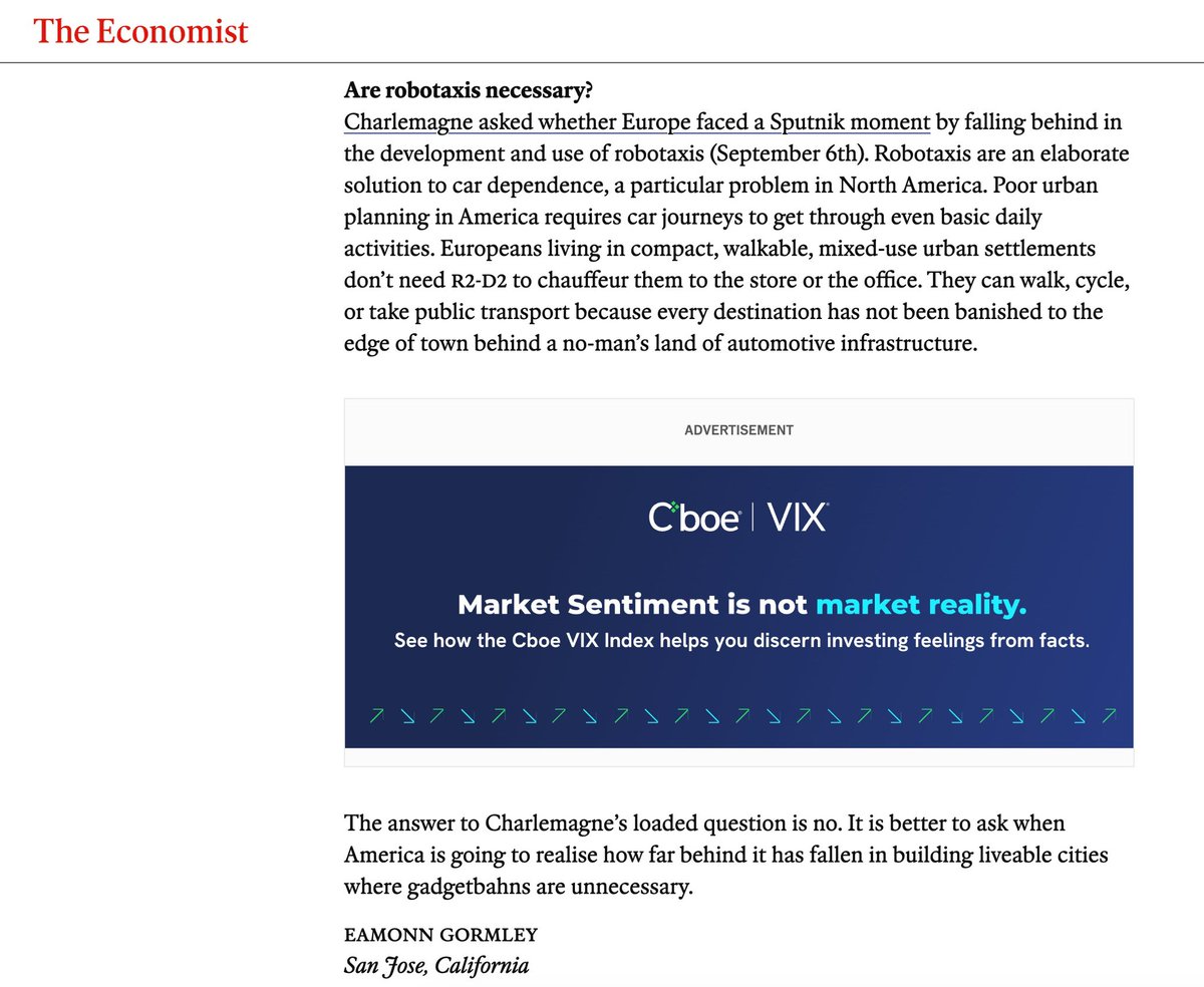 My letter in The Economist on self-driving cars