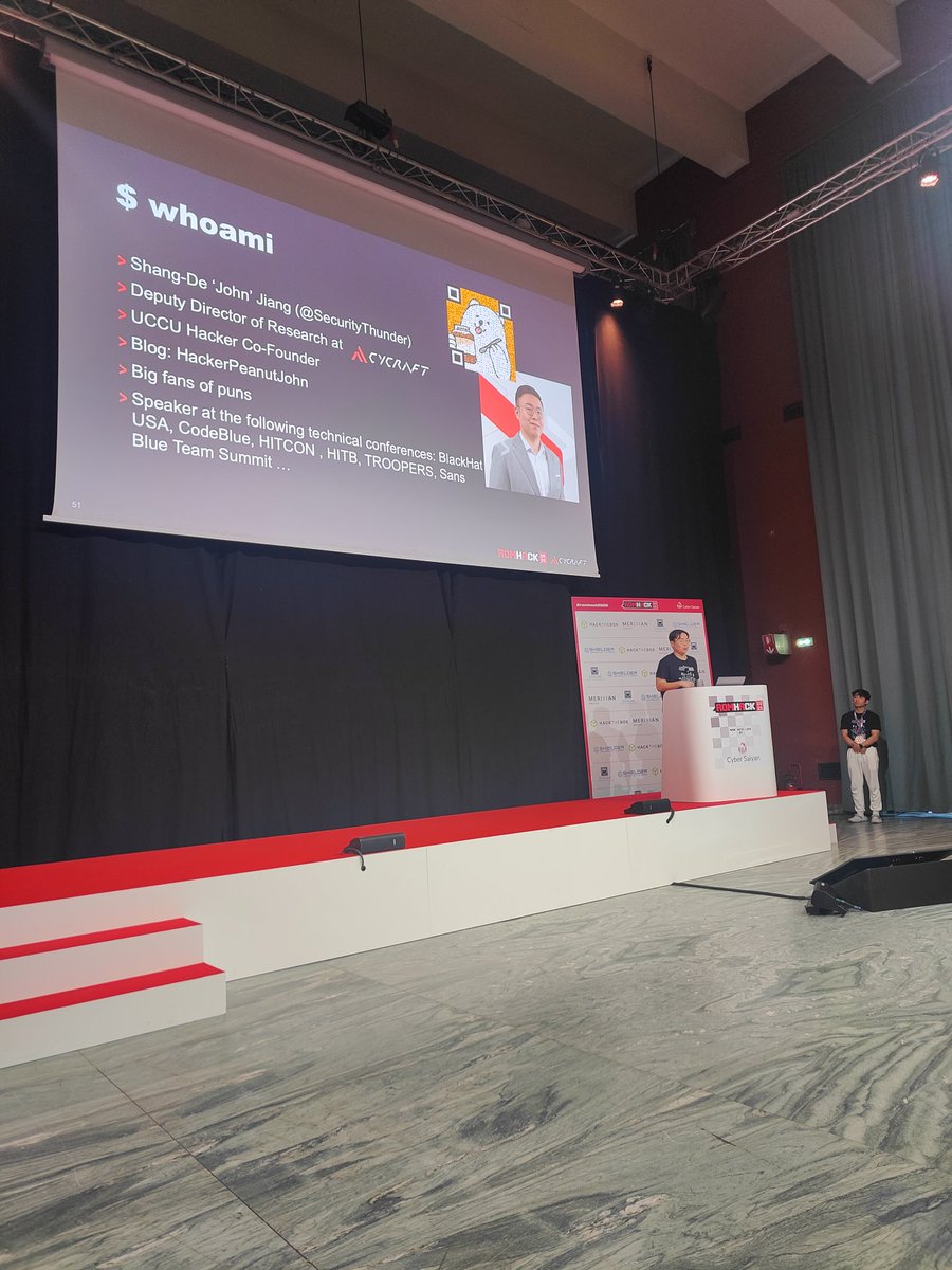 cybersaiyanIT's tweet image. Revving up: "sign here to #Bypass: from #macOS Intine PRT #Cookietheft to #entraID Persistence" live now on stage at #RomHack2025 with Shang-De "John" Jiang & Kazma Ye