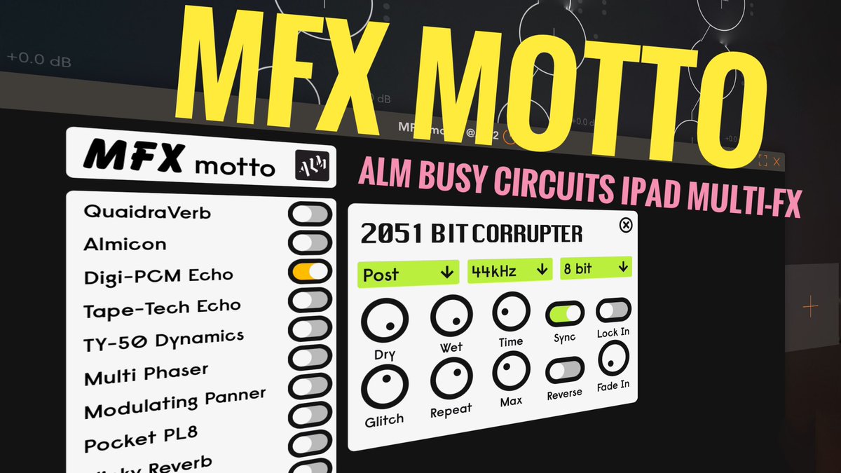 gavinski_s's tweet image. ALM Busy Circuits Motto MFX iPad Plugin Just Dropped!

Oh yes, this new ALM multi-FX plugin for iPad is REALLY fun and just 10 bucks. I put a short walkthrough/overview video on it up on my YouTube channel btw. 

#ALM #BusyCircuits #AUv3 @busycircuits