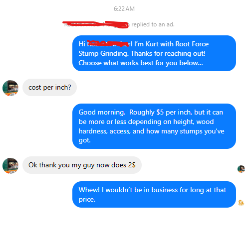 rootforcegrind's tweet image. Really?  The $2 guy must be grinding stumps with a cheese grater.