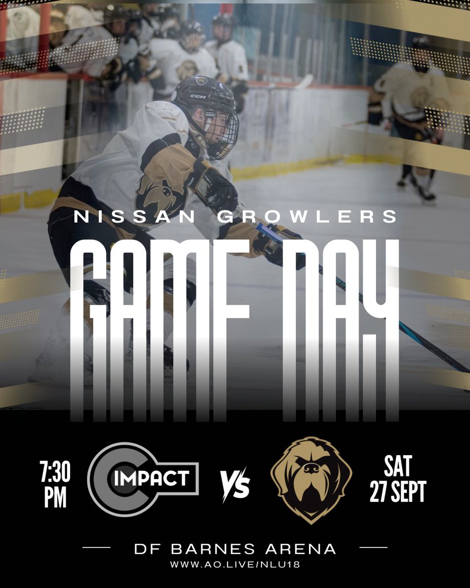 AAAGrowlers's tweet image. ⬛️⬜️🟨 Game Day!!
🕢 7:30PM
📍 @DFBarnesArena 
🆚 @ImpactAAA
📺 ao.live/nlu18
🎙️ @FelthamDrew

#NoTimeOff #Woof