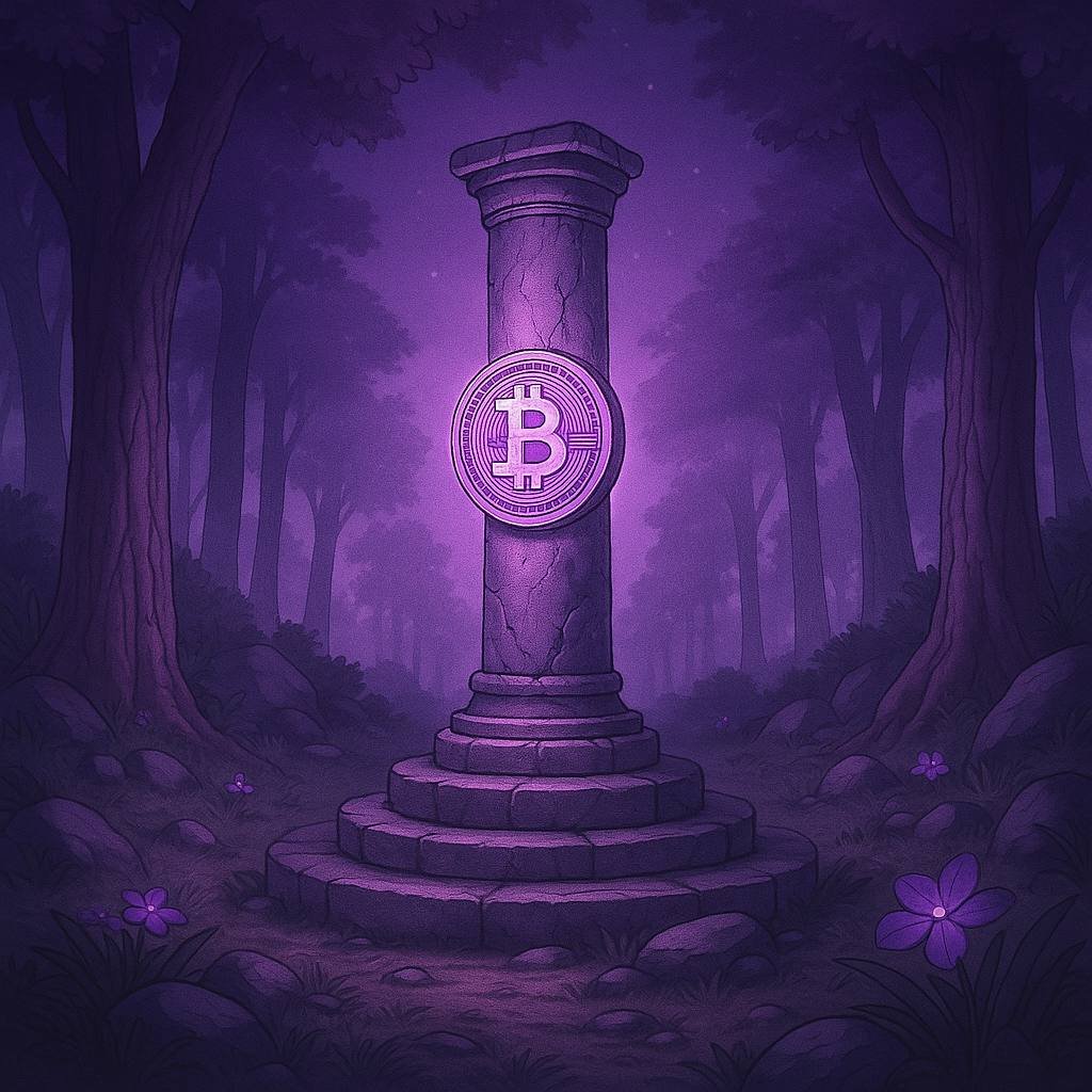 In the shadows of the old world, a new symbol rises. #Purple #Bitcoin.