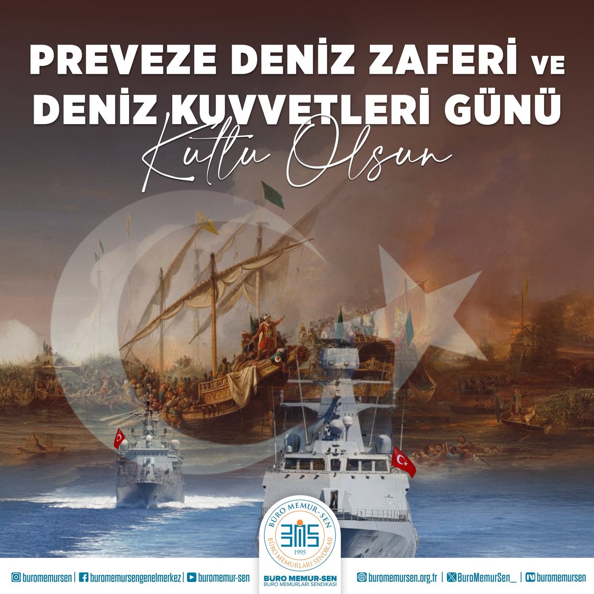 "Denizlere hâkim olan, cihana hâkim olur." ⚓️

Tarihimizin altın sayfalarından biri olan Preveze Deniz Zaferi’nin 487. yıl dönümünde, Akdeniz’i Türk gölüne çeviren Barbaros Hayreddin Paşa komutasındaki kahraman ecdadımızı rahmet, minnet ve gururla anıyoruz.

Bu zafer; sadece bir
