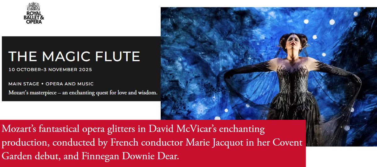 MozartCircleCN's tweet photo. #NewConcertMc
10 October to 3 November 2025
London @rbo_org presents:
#Mozart immortal masterpiece
#TheMagicFlute 1791!
#London #Londoners #opera #concert #music 
@BBCRadio3 @BBCInTune @OperaNews @ClassicFM  @Art_equals_Life
https://t.co/pLP0TyuixW https://t.co/0lGjfK2M9Z
