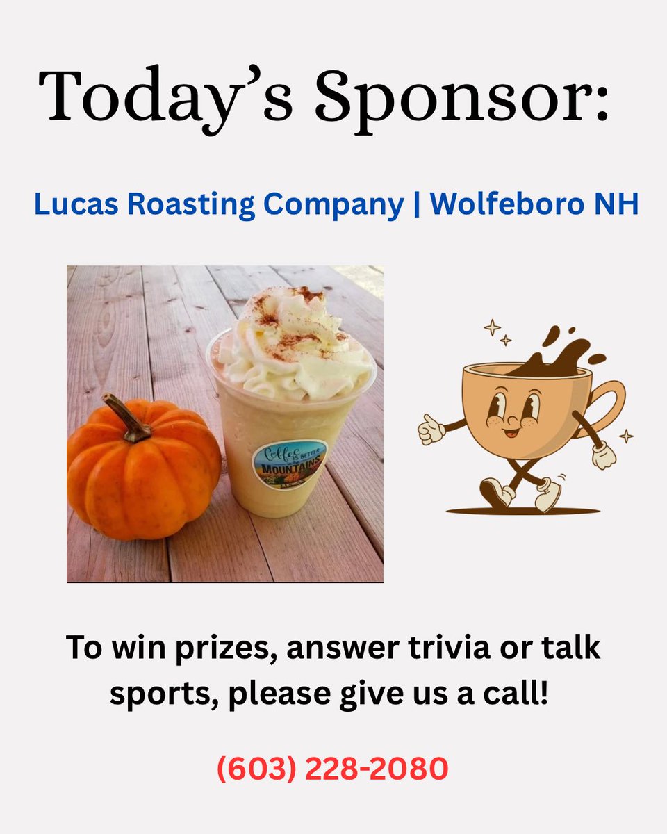 We’ve got a great show for you today—tune in at 11:00 AM! We will be LIVE on <a href="/thepulseofnh/">The Pulse of NH - News Talk Radio Network</a> Facebook livestream and on the radio.

A big thank you to today’s sponsor, <a href="/LucasRoasting/">Lucas Roasting Co</a>  located in beautiful Wolfeboro, NH. 

thepulseofnh.com/on-air/mike-an…

#NewEngland #SportsTalk