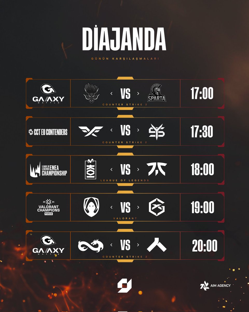 dianewsgg's tweet photo. Espor'da günün programı !

#cs #counterstrike  #csesports #lol #lolespor #pubg #pubgesports #pubgmobileesports #pubgmobile #valorantesports #valorant #mlbb #mobilelegends https://t.co/GIDD3XTXiC