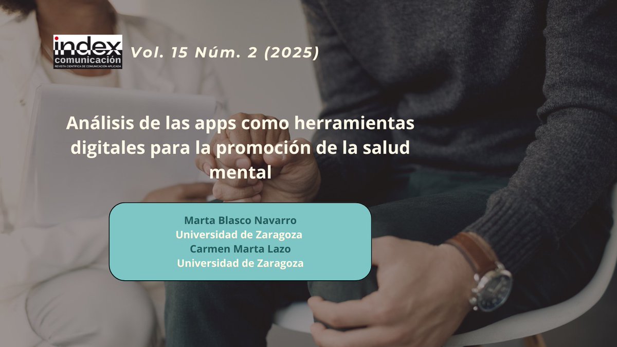 Revista index.comunicación (@indexcomu) on Twitter photo En el #DíaMundialdelaSaludMental recordamos este artículo que analiza 20 apps en iOS y Android, destacando la necesidad de gratuidad y conexión con
especialistas para fomentar el bienestar emocional.
doi.org/10.62008/ixc/1…
<a href="/unizar/">Universidad Zaragoza</a>
#Bienestar #Apps #MentalHealthAwareness En el #DíaMundialdelaSaludMental recordamos este artículo que analiza 20 apps en iOS y Android, destacando la necesidad de gratuidad y conexión con
especialistas para fomentar el bienestar emocional.
doi.org/10.62008/ixc/1…
<a href="/unizar/">Universidad Zaragoza</a>
#Bienestar #Apps #MentalHealthAwareness