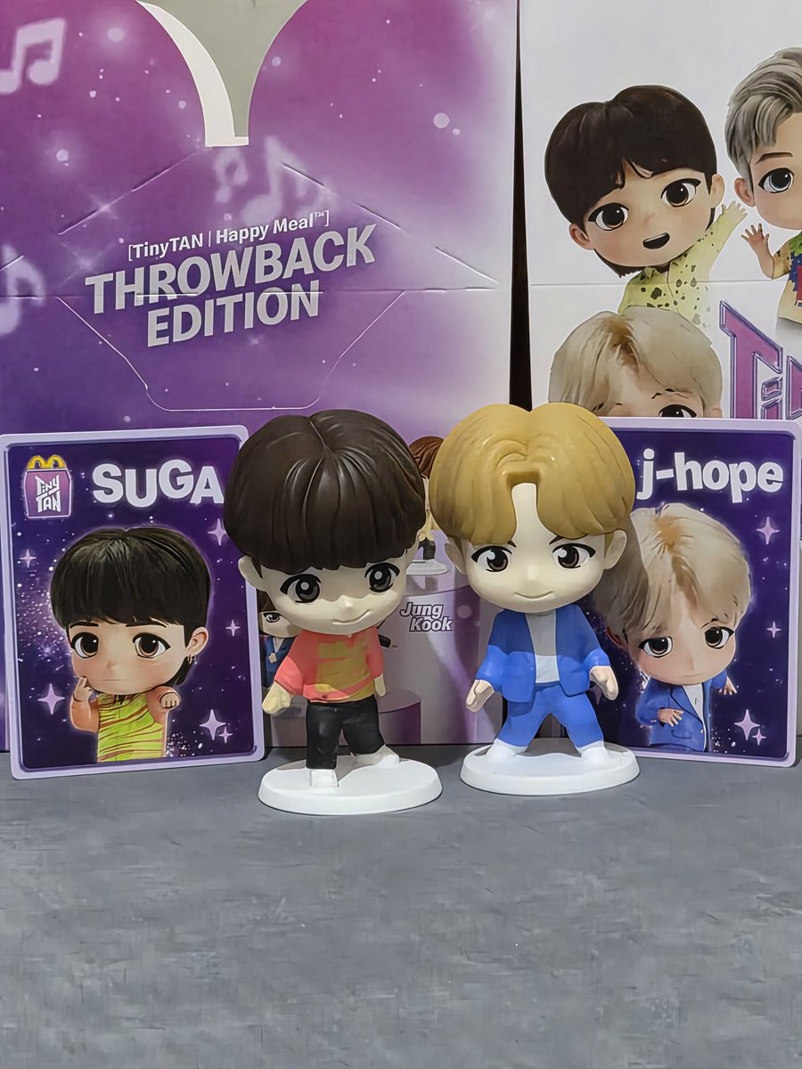 sloojie's tweet photo. wtt lft trade ph bts tiny tan happy meal ph ✨️

have: SUGA and j-hope
want: RM, Jin, Jungkook

– with purple box, happy meal box, and photocard 

ship via: lalamove, angkas, grab

location: FAIRVIEW, QC

tags: rm jungkook bts tinytan mcdo mcdonalds suga jhope jin https://t.co/5cFs2WSloK