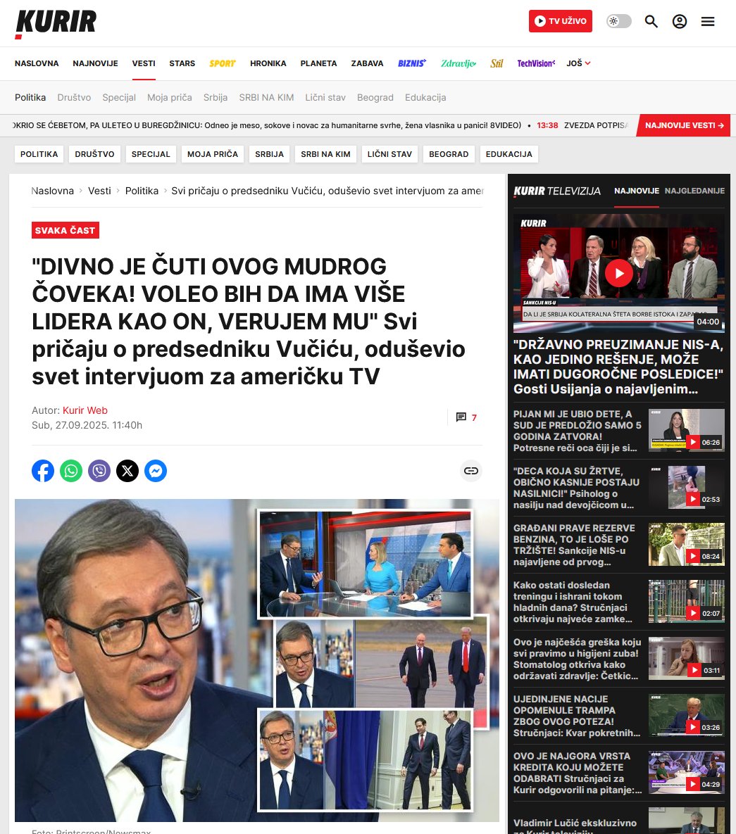 Medienzensur? Überall derselbe Text: Serbiens Präs. begeisterte die ganze Welt:
informer.rs/politika/vesti…
novosti.rs/vesti/politika…
alo.rs/vesti/politika…