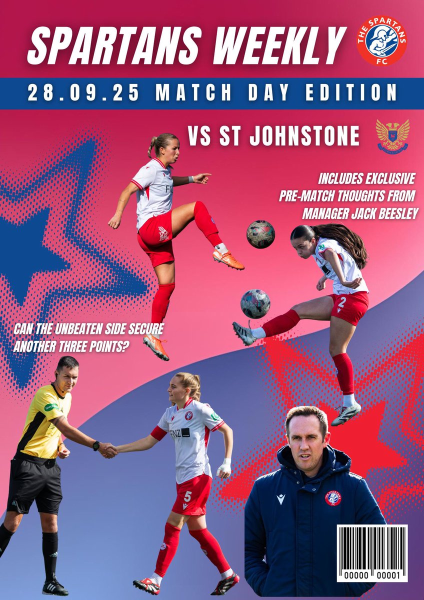 spartansfcwomen's tweet image. Spartans Weekly🗞️ 

1 More Day Until Match Day⏰‼️

Can the Spartans go marching on against the Saints?🏃🏽‍♀️‍➡️

Check out what manager Jack Beesley has to say about Sunday’s fixture against St Johnstone for the first EVER meeting of the clubs🗣️

#SWFC #SWPL2 #DBDF
