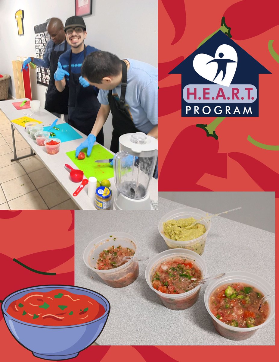 theheartprogram's tweet image. Some pictures of trainees having a blast making fresh salsa this week to start your weekend off right! #cookingtime #FreshSalsa #CookingClass #KitchenSkills