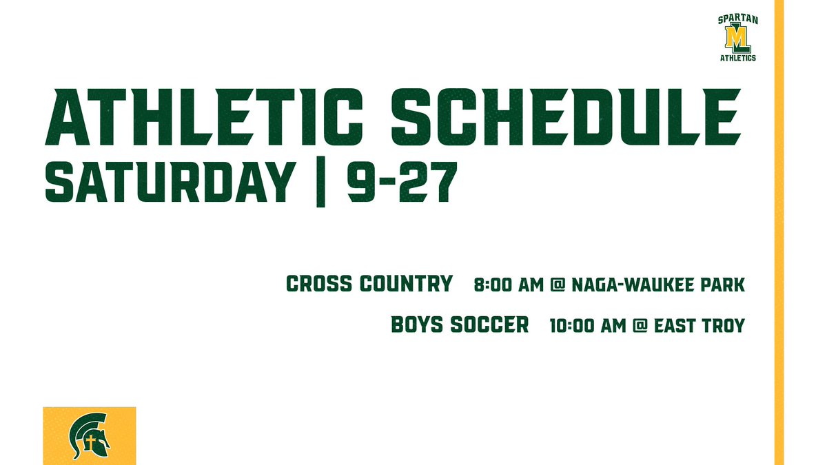 ML Spartan Athletics (@ml_spartans) on Twitter photo π¨ Saturday's schedule is set. Join us in supporting our Martin Luther Spartans! <a href="/MartinLutherHS/">Martin Luther HS</a> πͺ π¨ Saturday's schedule is set. Join us in supporting our Martin Luther Spartans! <a href="/MartinLutherHS/">Martin Luther HS</a> πͺ