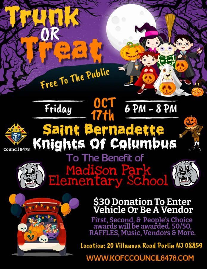 🎃 Trunk or Treat is coming Oct. 17! 👻
🍬 Candy, costumes + raffle prizes 🎟️🎁
👉 kofccouncil8478.com