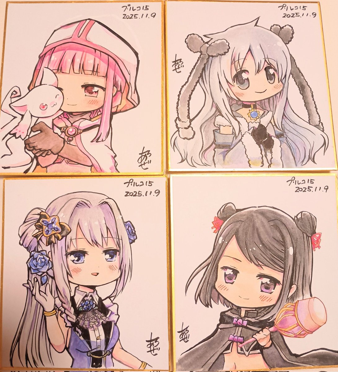 プリレコ15にて頒布予定のミニ色紙(136✕121)Vol.4です🍀
価格は1000円です🐼
新刊と共にお取り置き可能ですのでよろしければ返信でお声掛けください✨
🌸環いろは＆もきゅ
🌸みふゆ(始まりver.)
🌸八雲みたま
🌸黒江