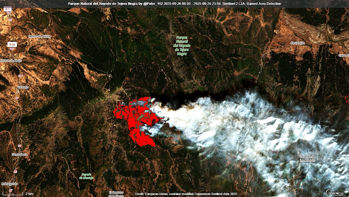 #IFPeñalbaDeLaSierra #Guadalajara
ACTIVO. Nivel 2

Por tu seguridad NO ACUDAS a:

-Hayedo de Tejera Negra (Guadalajara)
-La Pinilla (#Segovia)

El incendio no ha entrado en estos lugares pero el humo del incendio sí.

#IIFF