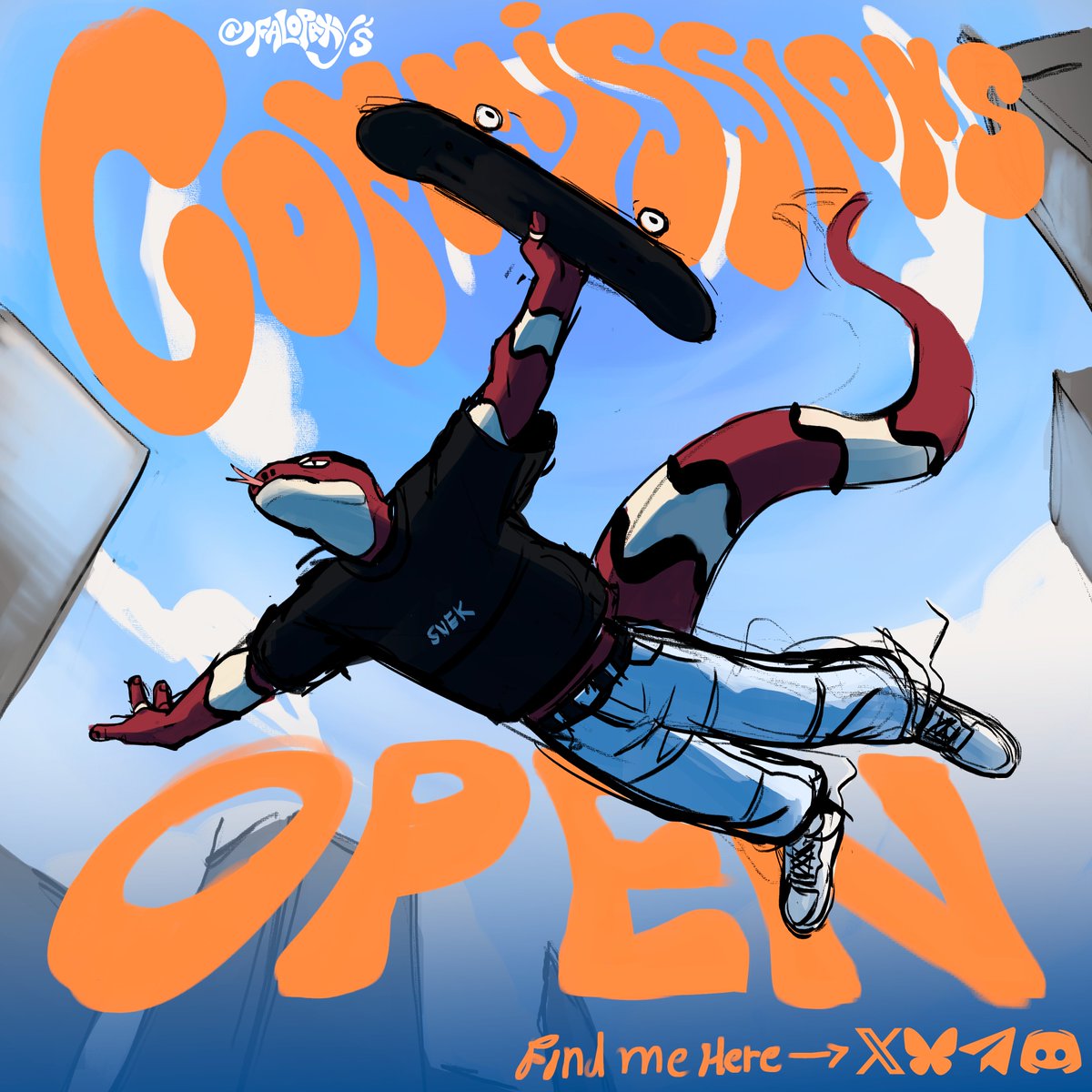 COMMS ARE OPEN! 
5 Slots Available across both platforms
You may find me as @/Falopaxy in the sites marked bellow.
Feel free to contact me for a slot!
PRICES AND INFO DOWN ON THE THREAD!