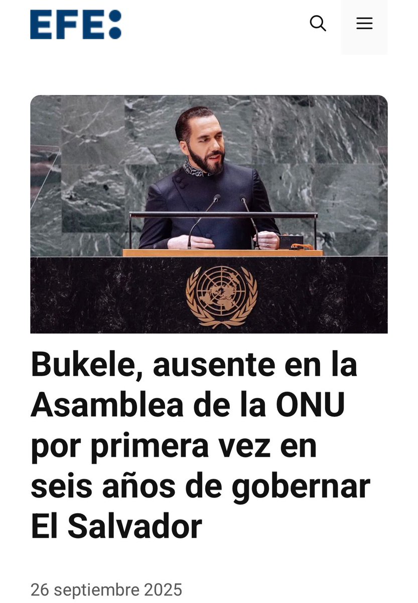 Ya no tiene #NadaNuevo que decir sin que se le cuestione su 

❌ REELECCIÓN ILEGAL, 
❌ EL RÉGIMEN DE EXCEPCIÓN PERPETUO, 
❌ EL COLAPSO INSTITUCIONAL,
❌ LAS MUERTES BAJO CUSTODIA DEL ESTADO. 

Además, su discurso se ha vuelto la misma paja y difícil de sostener sin
