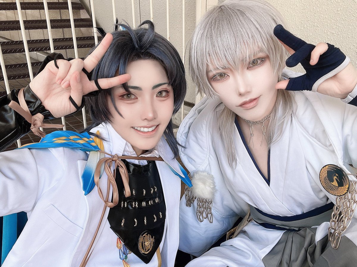 ha_rappa's tweet photo. 【Cosplay】
a!でさやまちゃの貞と伊達で遊んできた〜！！
久しぶりの鶴丸でドキドキでしたが形になって良かった😭
かわいい貞坊たくさん吸った😤✨️
1日ありがとう🫶 https://t.co/0Ll5roeLzy