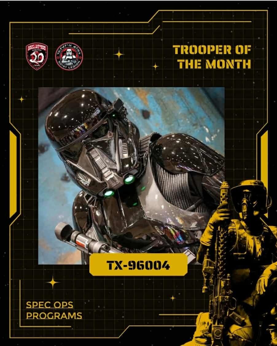 501stSpecOps's tweet image. 🎖️ Imperial Commendation: Aug25 Trooper of the Month 🎖️

The Empire recognizes Gerald (DoggyDoc) for exceptional service: faithfully executing the role of DCA for DeathTroopers, &amp;amp; advancing the Trading Card Initiative. Your dedication embodies the #SwiftSilentRelentless

#specops