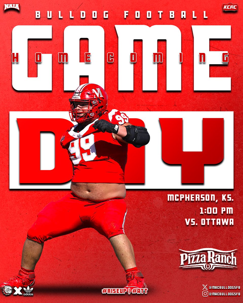 MACBulldogsFB's tweet photo. It’s a great day for a Homecoming game here at McPherson College! 

⏰: 1:00 PM
🏟️: McPherson Stadium
📍: McPherson, KS.
🎥: https://t.co/wQkqu9jEc0

#RiseUp | #ATT https://t.co/rI1bzXyMDQ