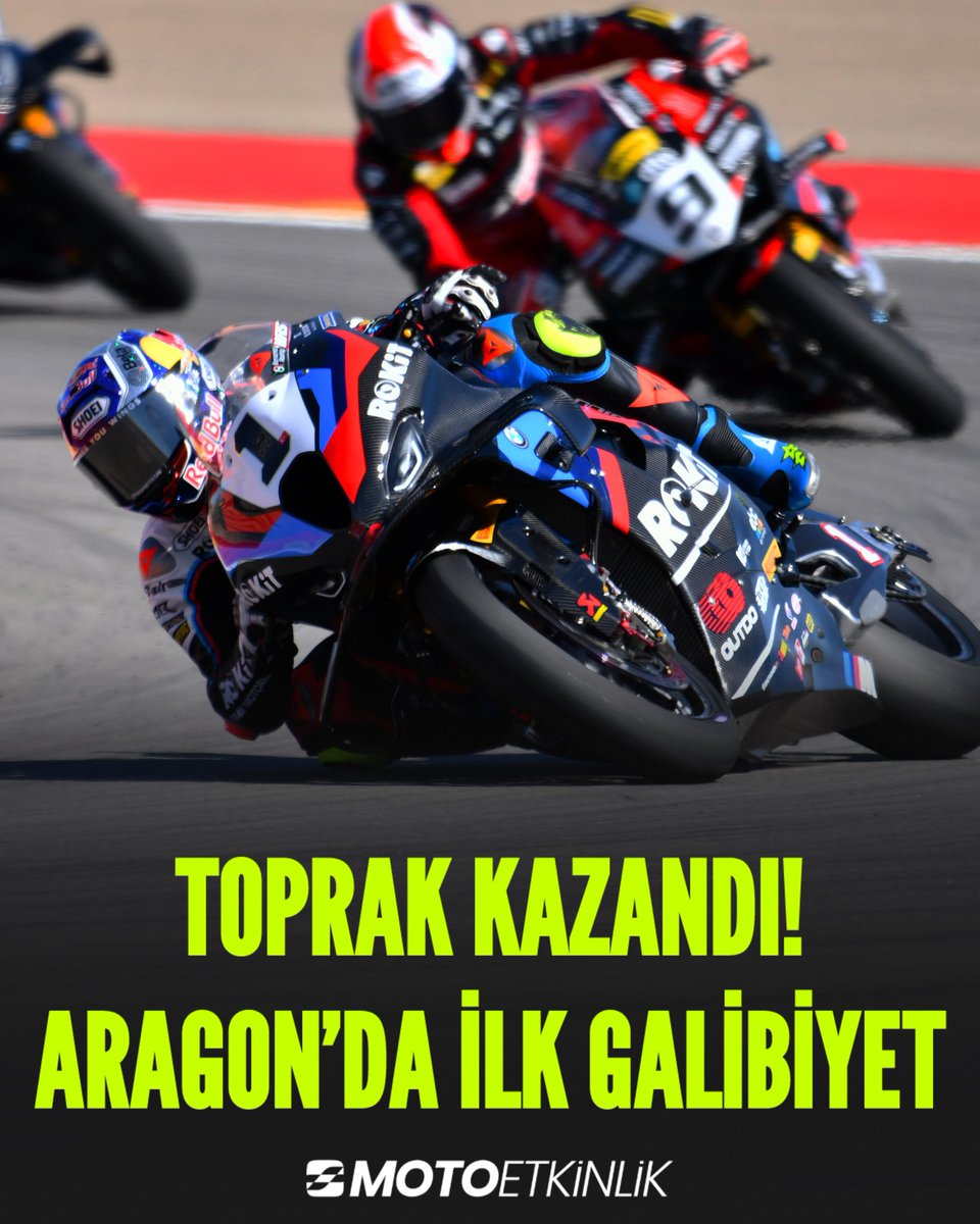 MotoEtkinlik's tweet photo. Toprak Kazandı! Aragon’da İlk; Arka Arkaya 13. Zafer! 🏆

Aragon’da ilk yarış tamamlandı. BMW Motorrad pilotu milli sporcumuz Toprak Razgatlıoğlu, Motorland Aragon pistinde yarışı kazanmayı başardı. Bu galibiyet Toprağın Aragon’da ilk galibiyeti oldu. 

2.sıra Nicolo Bulegaya giderken podyumu tamamlayan isim ise Sam Lowes oldu. 

Yamaha Motoxracing pilotu milli sporcumuz Bahattin Sofuoğlu ise yarışı 16. sırada tamamladı. 

📺 Yarışlar Türkiye’de Red Bull Tv’den Türkçe anlatımla Canlı olarak yayınlanıyor.

⚡️ Beta Enerji MotoEtkinlik karavanı ile milli sporcularımızın yanındayız! Her akşam MotoEtkinlik YouTube kanalımızda günün detaylarını değerlendiriyoruz. Canlı yayınlarda görüşmek üzere! 💪

📸:📸👉JPM https://t.co/2Ich1n9gTT…

#AragonWorldSBK 🇪🇸 @betaenerji @BMWMotorradMoSp @SMRWorldSBK @BMWMotorrad @MOTOXRACINGTEAM @yamaharacingcom @RedBullTR @PrometeonTurkey @MSITurkiye @JutesanAlmnm @msigaming 
#RedBullTV @CenkDagsuyu