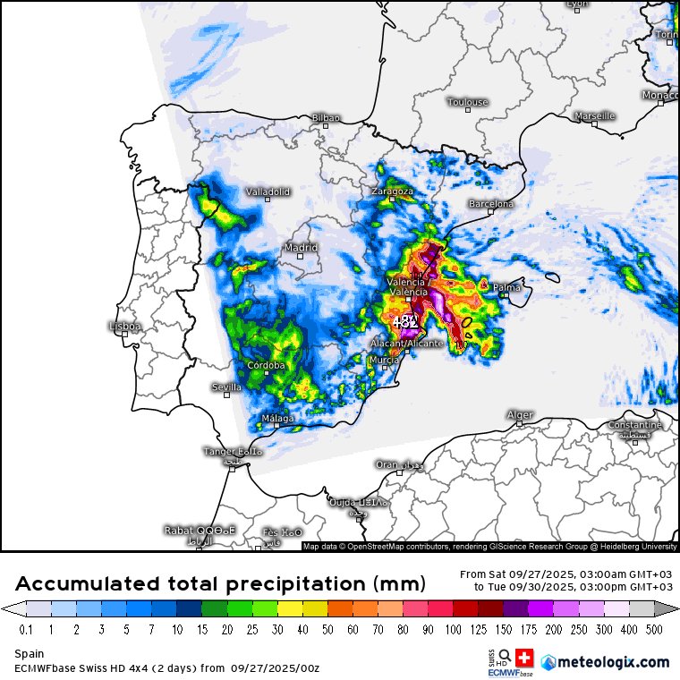 Vamos a dar máxima difusión a este aviso especial. 250 mm en 24 h, o incluso más según algún modelo, ó 140 mm en 12 h que da lugar a aviso naranja, son acumulados con suficiente entidad como para estar vigilantes y atentos a las recomendaciones. NO ES ALARMAR ES ALERTAR