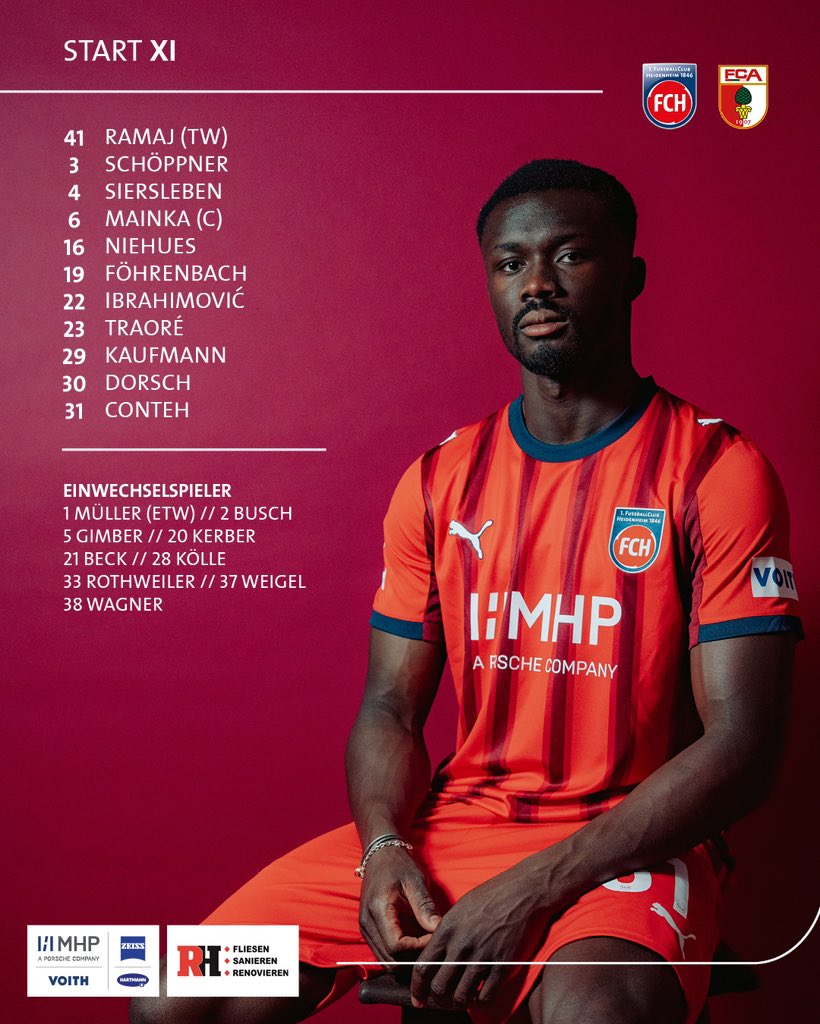 FCH1846's tweet image. Unsere 𝐒𝐓𝐀𝐑𝐓 𝐗𝐈 gegen den FC Augsburg! ⤵️

🔴🔵 #NurDerFCH #FCHFCA
