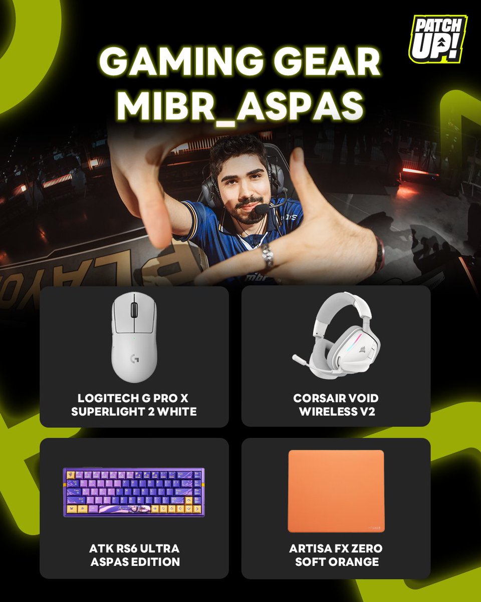 PatchUp271845's tweet image. Gaming Gear ของ MIBR_Aspas

Logitech GPX Superlight 2 (White)
s.shopee.co.th/6KvNh1S9Ot

Corsair Void Wireless V2
s.shopee.co.th/1g9Y8lXVRM

ATK RS6 Ultra Aspas Edition
s.shopee.co.th/11K9Zd1i2

Artisan FX Zero (Soft, Orange)
s.shopee.co.th/1qSoZ7Zeze

#PatchUp #MIBR #Aspas #VALORANT