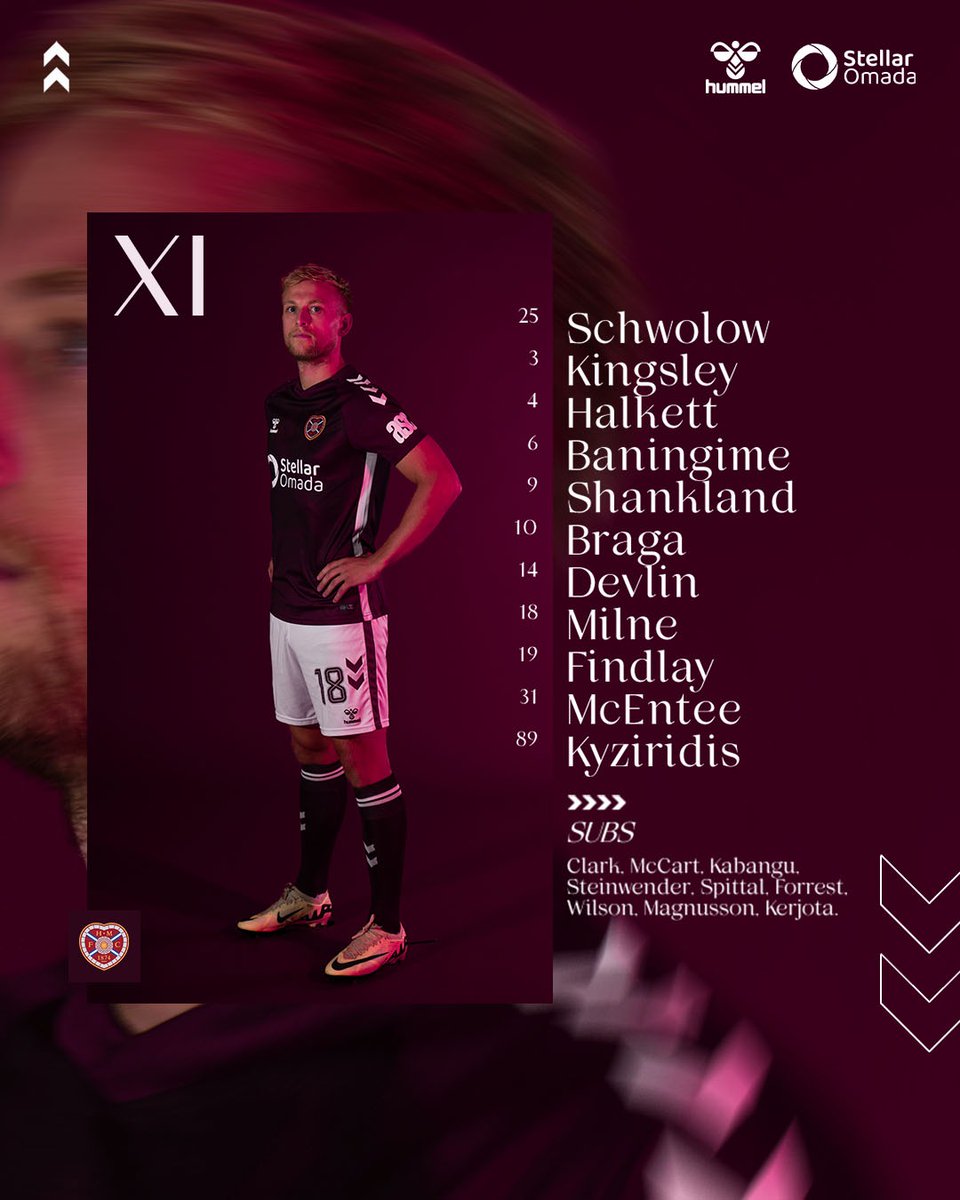 JamTarts's tweet image. 📋 TEAM NEWS 

Today's XI to take on Falkirk at Tynecastle Park.