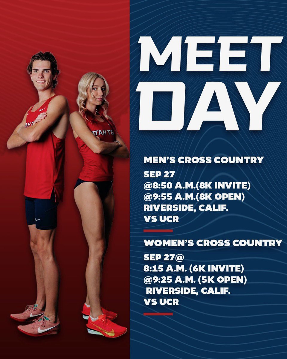 MEET DAY‼️

🆚 UC Riverside Invitational
📍 Riverside, Calif.
📊 shorturl.at/pRFG7

#UtahTechBlazers 🦬 | #WACxc