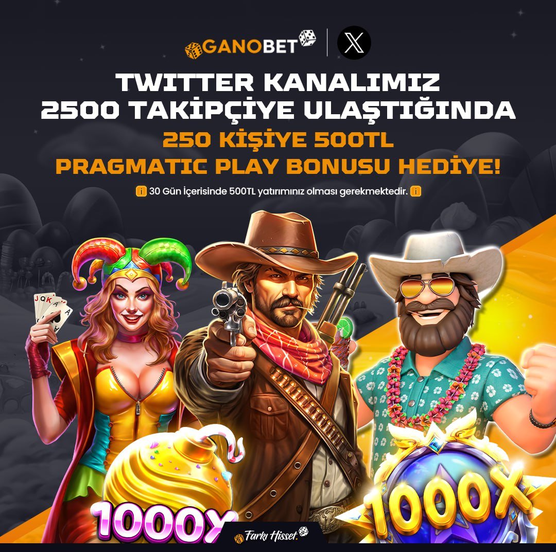 GANOBET TWITTER KANALINI TAKİP EDENLER KAZANIYOR!

 Twitter kanalımız 2500 takipçiye ulaştığında, 250 şanslı takipçimiz 500TL Pragmatic Play Bonusu kazanacak!

Katılım için:
✅ Twitter’da bizi takip et,
✅ Son 30 günde 500TL yatırım yap,
✅ Katılım formunu doldur