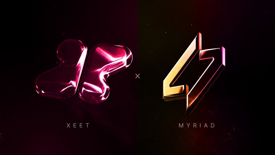 web3jd's tweet image. The first-ever @xeetdotai leaderboard is LIVE with @MyriadMarkets

$MYR Points → real creator rewards.
It’s officially Prediction Market szn 🎯

Myriad is already proving itself:
• $13M+ total traded volume
• 1K+ markets created
• 5M+ transactions

Now with the Xeet…