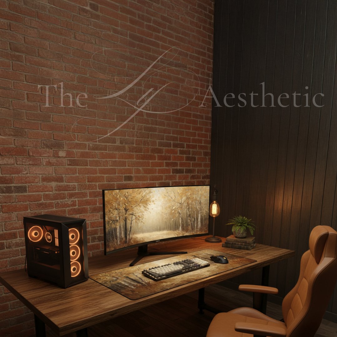 TheLyAesthetic's tweet image. Setup Challenge! 

 We're showing the same Autumn Forest Digital Wallpaper in three different aesthetic setups.

​Which one is your favorite? Reply and let us know! 

​Wallpaper is available now. Shop link in bio!

​#gamingsetup #aestheticsetup #digitalwallpaper #pcsetup