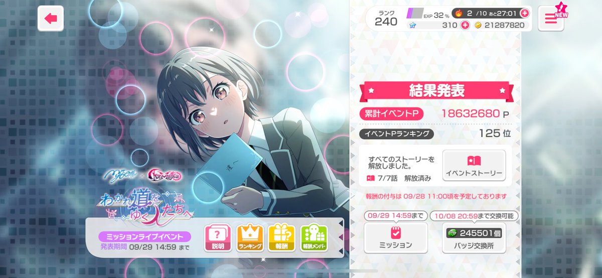 イベントお疲れ様でした！
前半イベよりも上位の200ラン達成です!!

一緒にイベランしてくれた方々、そして前半イベも後半イベも一緒に走りきってくださったとあさんありがとうございました！！！