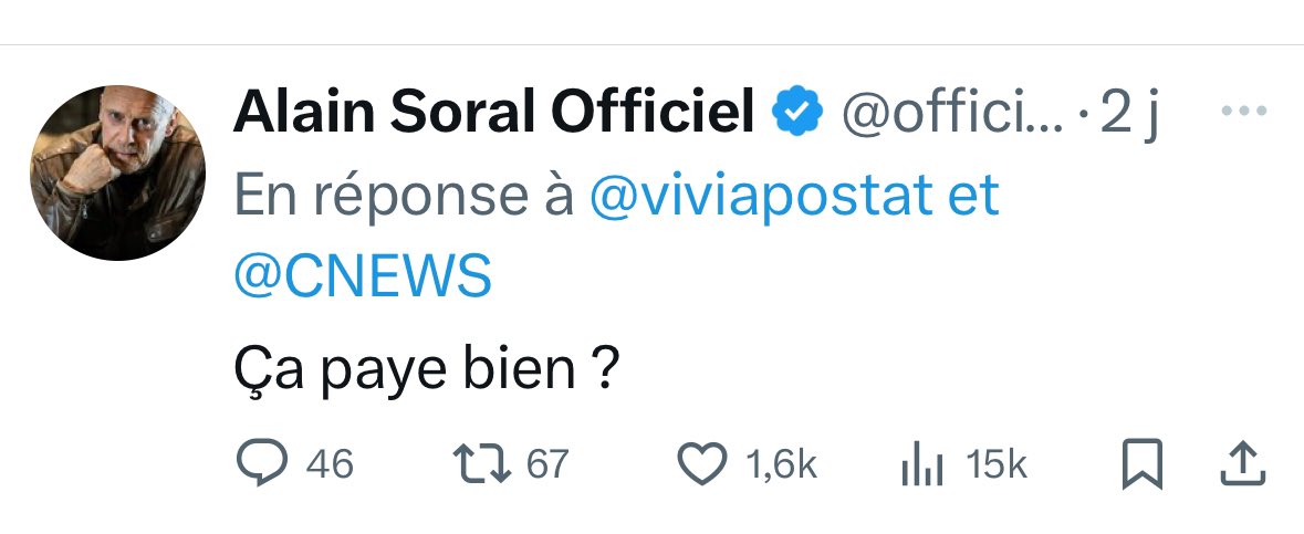 Petit dhimmī, c’est pour quand ta conversion à l’islam ? 🤡 

Viens débattre de l’islam que tu défends <a href="/officielsoral/">Alain Soral Officiel</a>