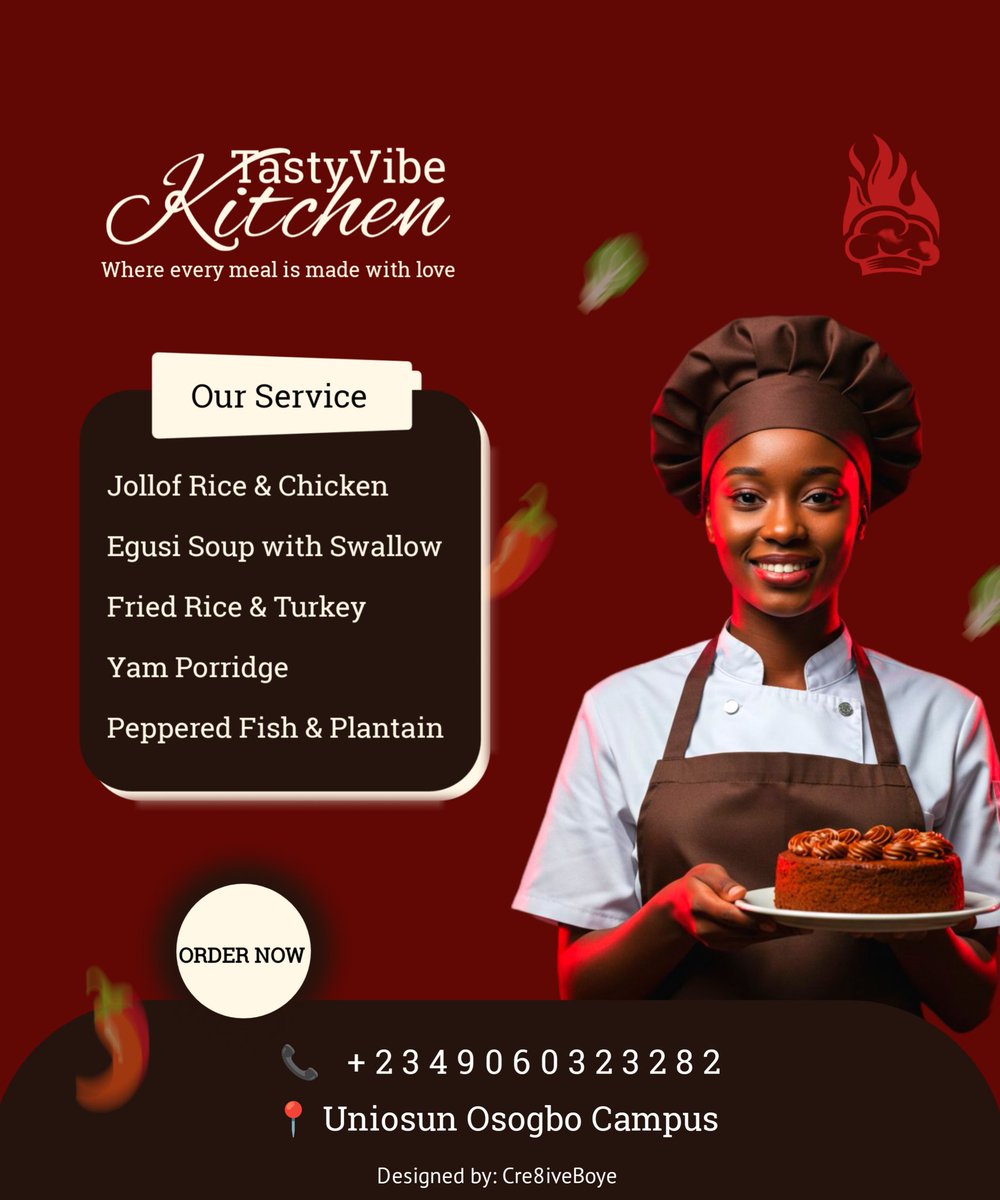 Adeboye_Graphix's tweet image. Another clean drop for *TastyVibe Kitchen* 🔥  
Simple. Bold. Deliciously branded.  

Design isn’t just about looks — it’s about making your brand *appetizing* before the food even gets served.

Let your visuals speak flavor.  
#GraphicDesign #FoodBranding #VisualIdentity
A  or B