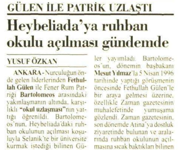 11 Ocak 2005

FETÖ elebaşı Fetullah Gülen Heybeliada Ruhban Okulu'nun açılmasını istiyor.
