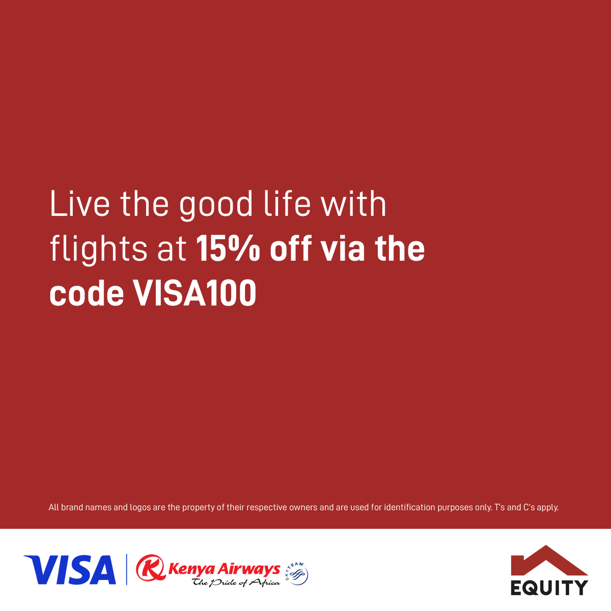 KeEquityBank's tweet photo. Escape to Mombasa or Zanzibar beaches with your Equity Visa Card and get 7% off local flights when booking with Kenya Airways.
Secure your seat at https://t.co/wPmmr99QwL
Offer valid till 30 Sept 2025. Travel valid to 31 Jul 2026. T&Cs apply.
#MakingIt #PayWithVisa https://t.co/azbs6bNKK6