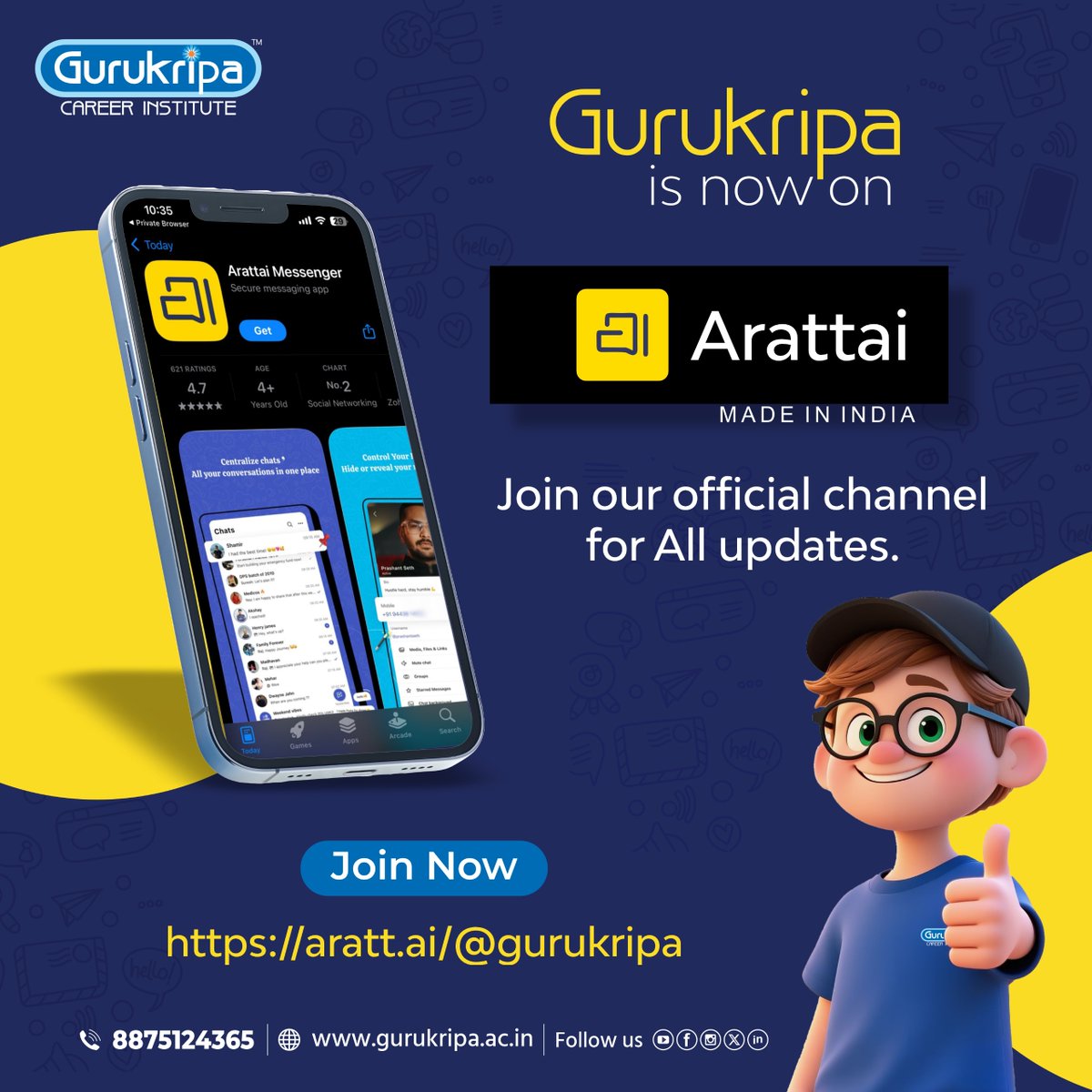 gcisikar's tweet image. 🎯 Gurukripa is now on Arattai!
✅Join our official channel for all updates.
🔗 Join Here: aratt.ai/@gurukripa

#GurukripaCareerInstitute #ArattaiApp #OfficialUpdate #Sikar #Coaching