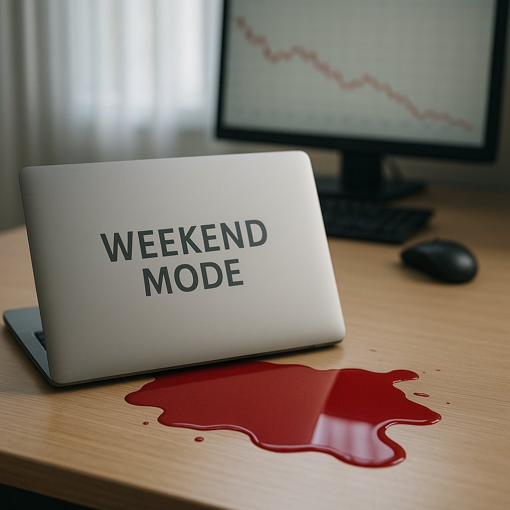 bloodyfinances's tweet image. Weekends are just two days where your portfolio bleeds quietly without you.

#WeekendMood #InvestingHumor #BloodyFinance